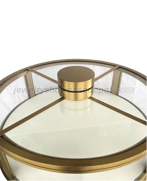 カスタムメイドの丸いガラスの照明付きジュエリーディスプレイケース